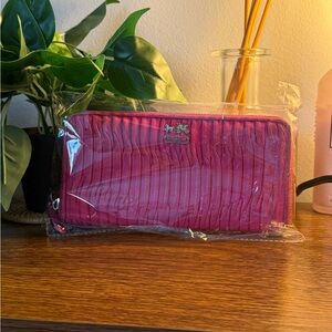 Coach Fuchsia Pleated Wallet